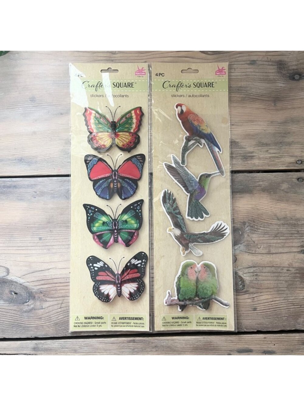 Crafters Square Pop Up Stickers Butterflies Birds Glitter New